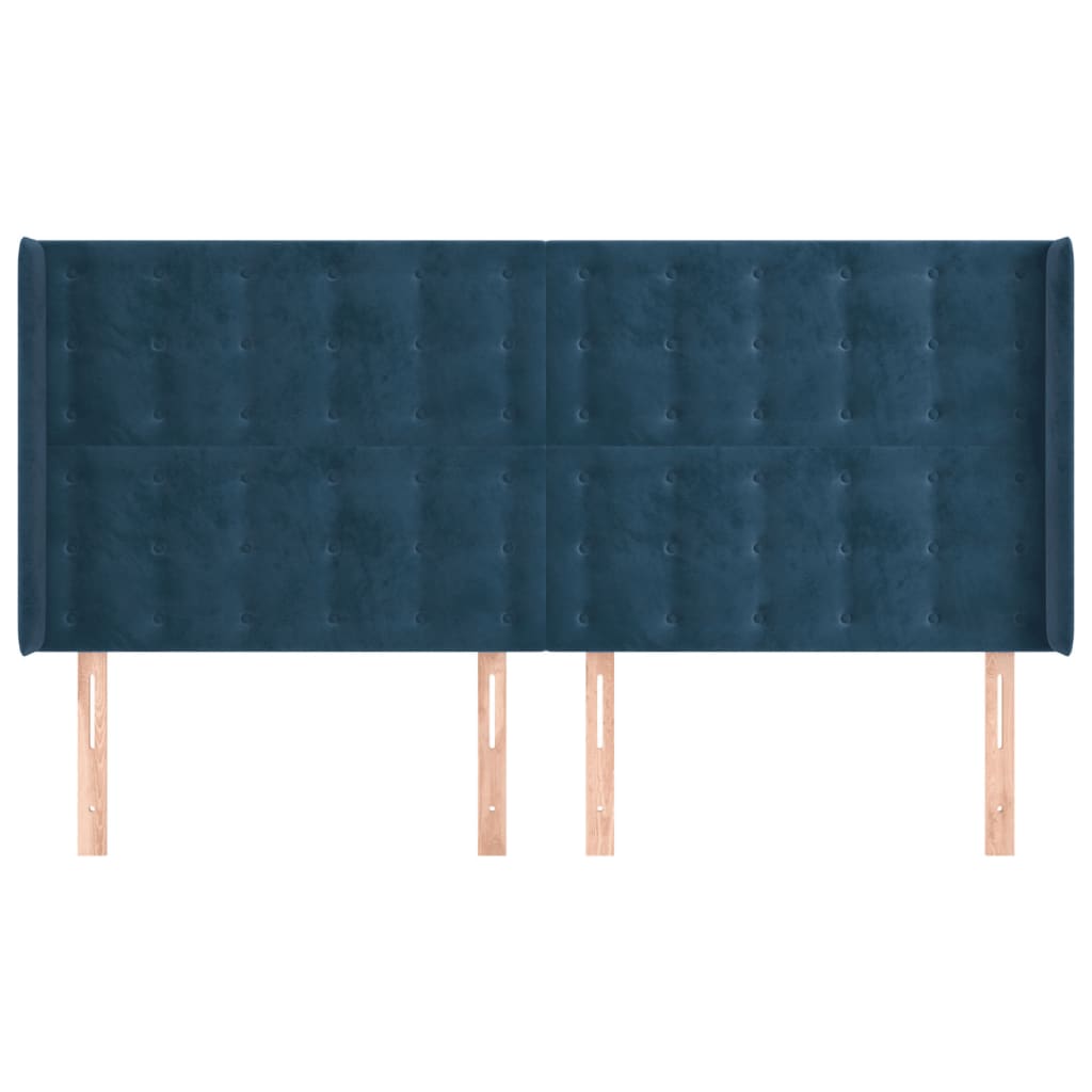Tête de lit avec oreilles Bleu foncé 203x16x118/128 cm Velours - XIOS