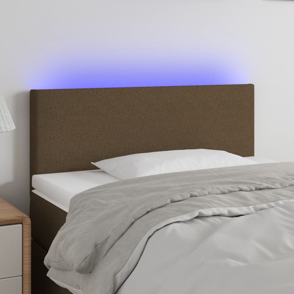 Tête de lit à LED Marron Foncé 100x5x78/88 cm Tissu - XIOS