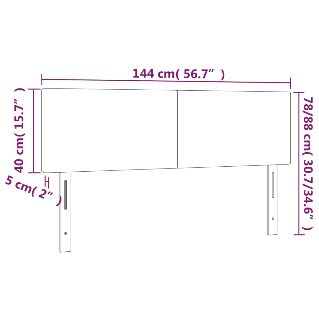 Tête de lit à LED Gris clair 144x5x78/88 cm Tissu - XIOS