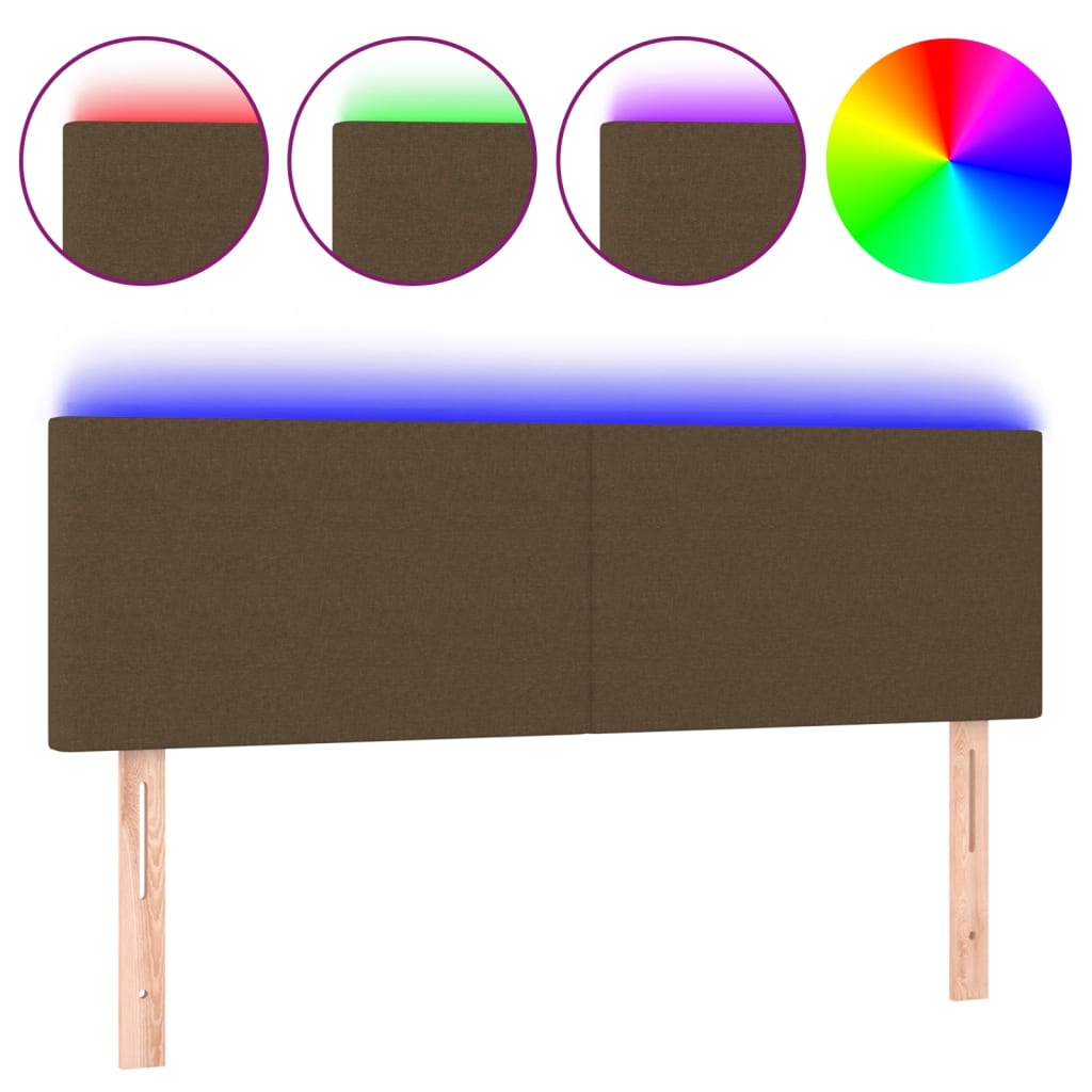 Tête de lit à LED Marron Foncé 144x5x78/88 cm Tissu - XIOS