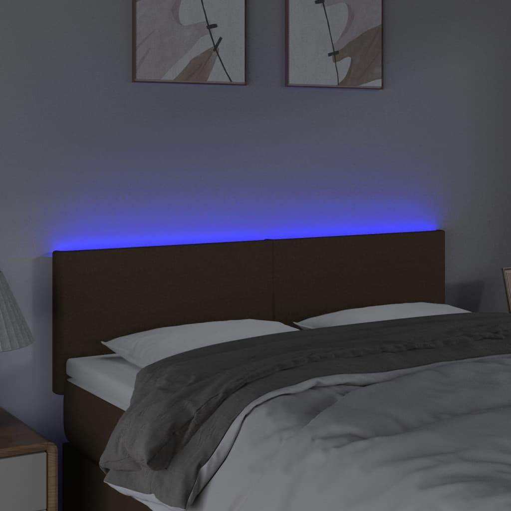 Tête de lit à LED Marron Foncé 144x5x78/88 cm Tissu - XIOS