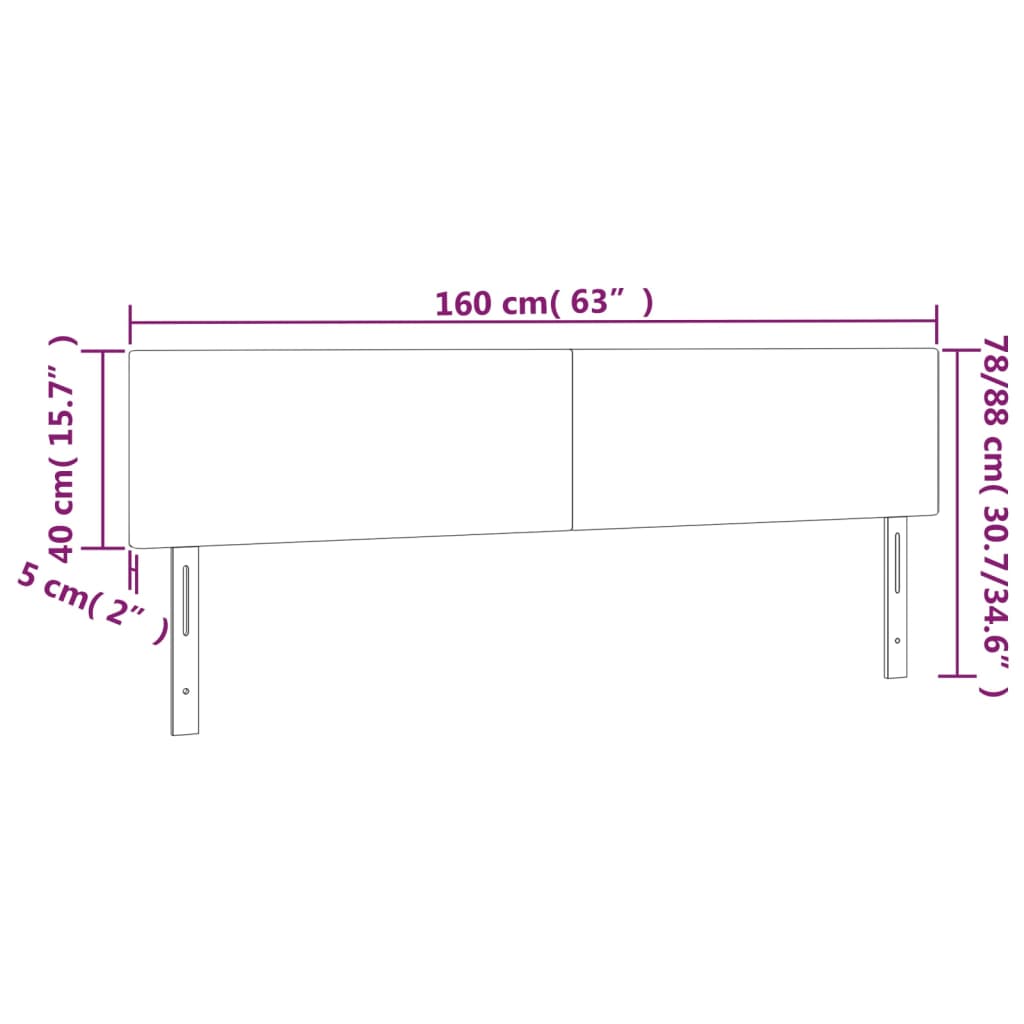 Tête de lit à LED Noir 160x5x78/88 cm Tissu - XIOS