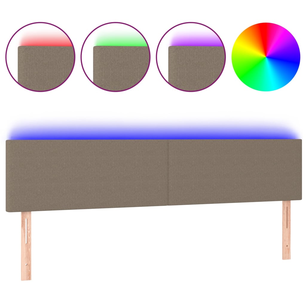 Tête de lit à LED Taupe 160x5x78/88 cm Tissu Têtes et pieds de lit vidaXL   