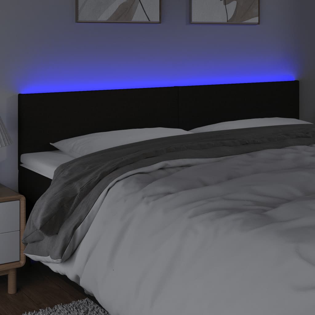 Tête de lit à LED Noir 180x5x78/88 cm Tissu - XIOS