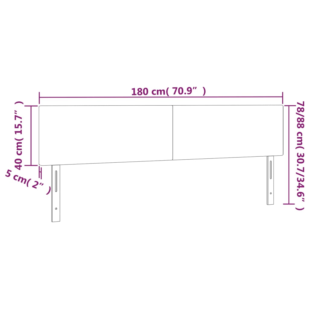 Tête de lit à LED Noir 180x5x78/88 cm Tissu - XIOS