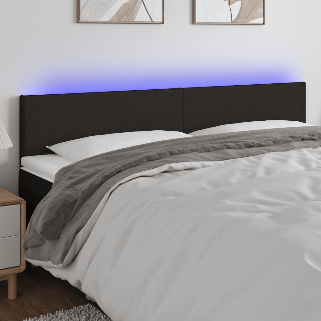 Tête de lit à LED Noir 180x5x78/88 cm Tissu - XIOS