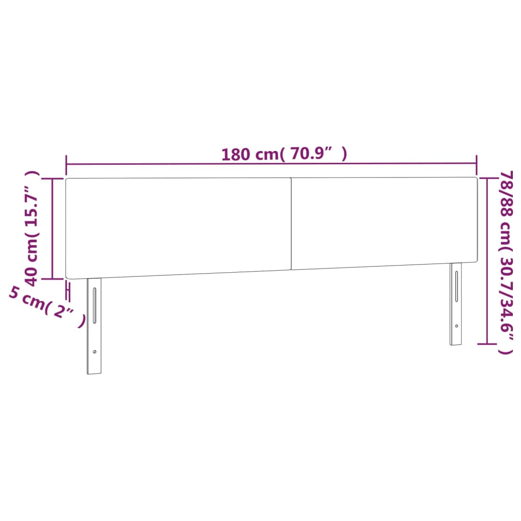 Tête de lit à LED Taupe 180x5x78/88 cm Tissu - XIOS