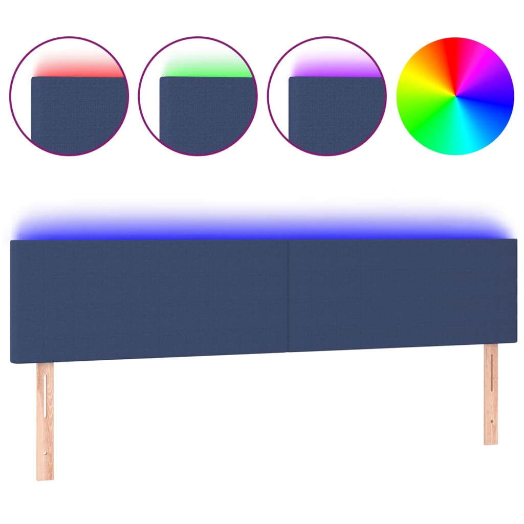 Tête de lit à LED Bleu 180x5x78/88 cm Tissu - XIOS