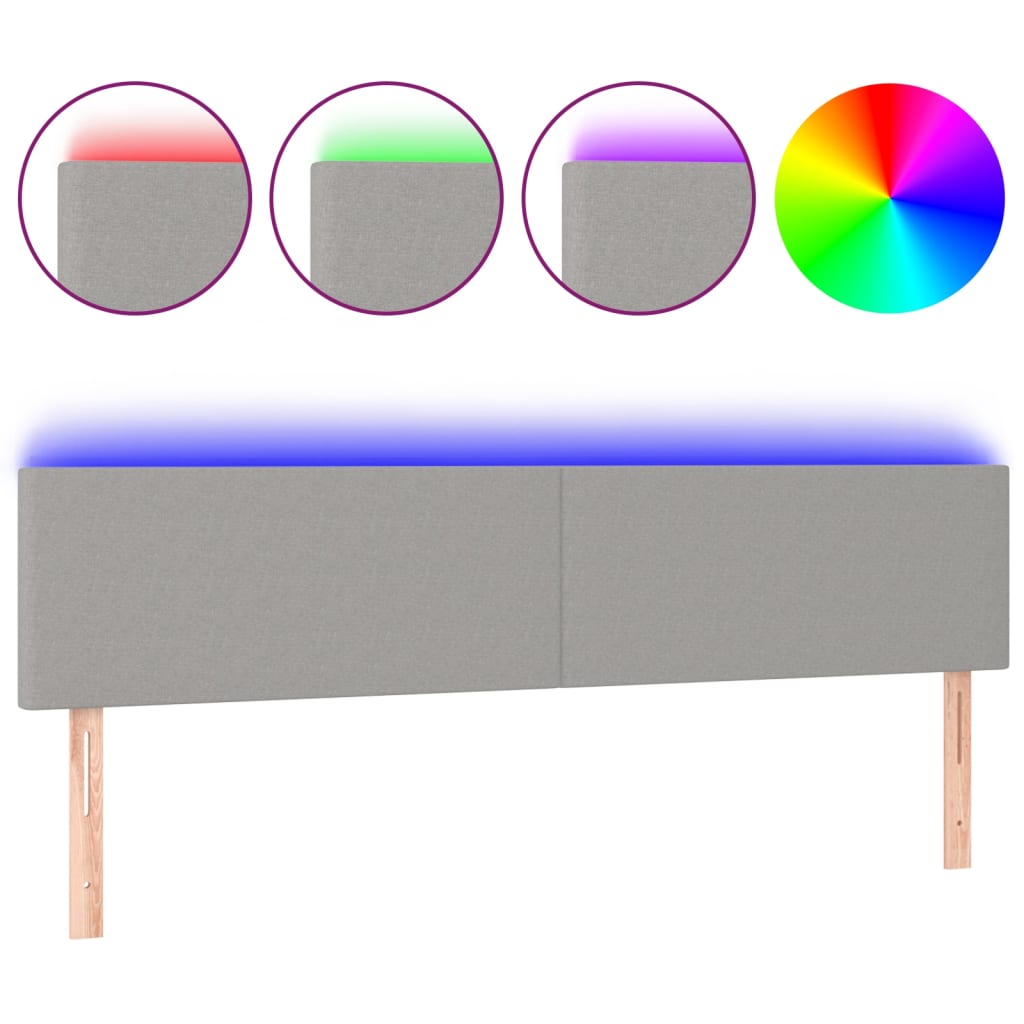 Tête de lit à LED Gris clair 200x5x78/88 cm Tissu - XIOS