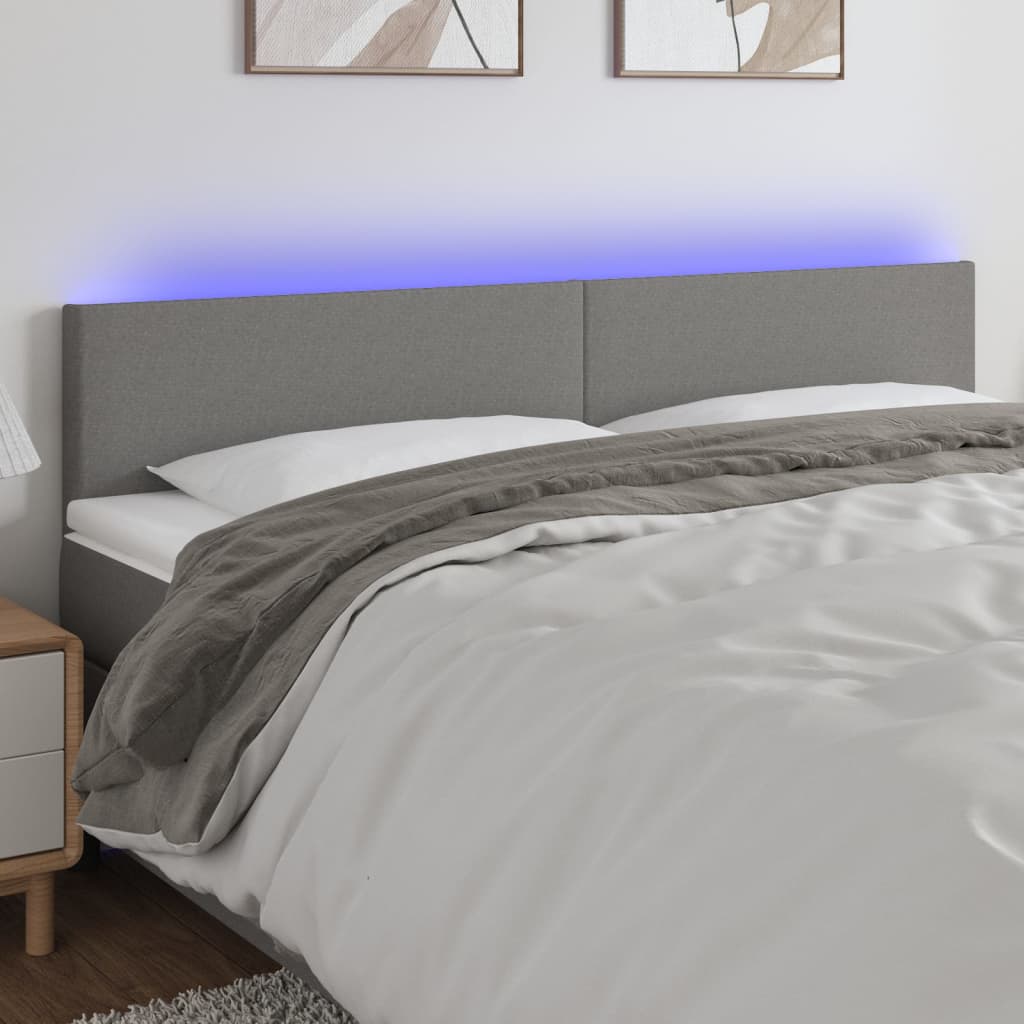 Tête de lit à LED Gris foncé 200x5x78/88 cm Tissu - XIOS