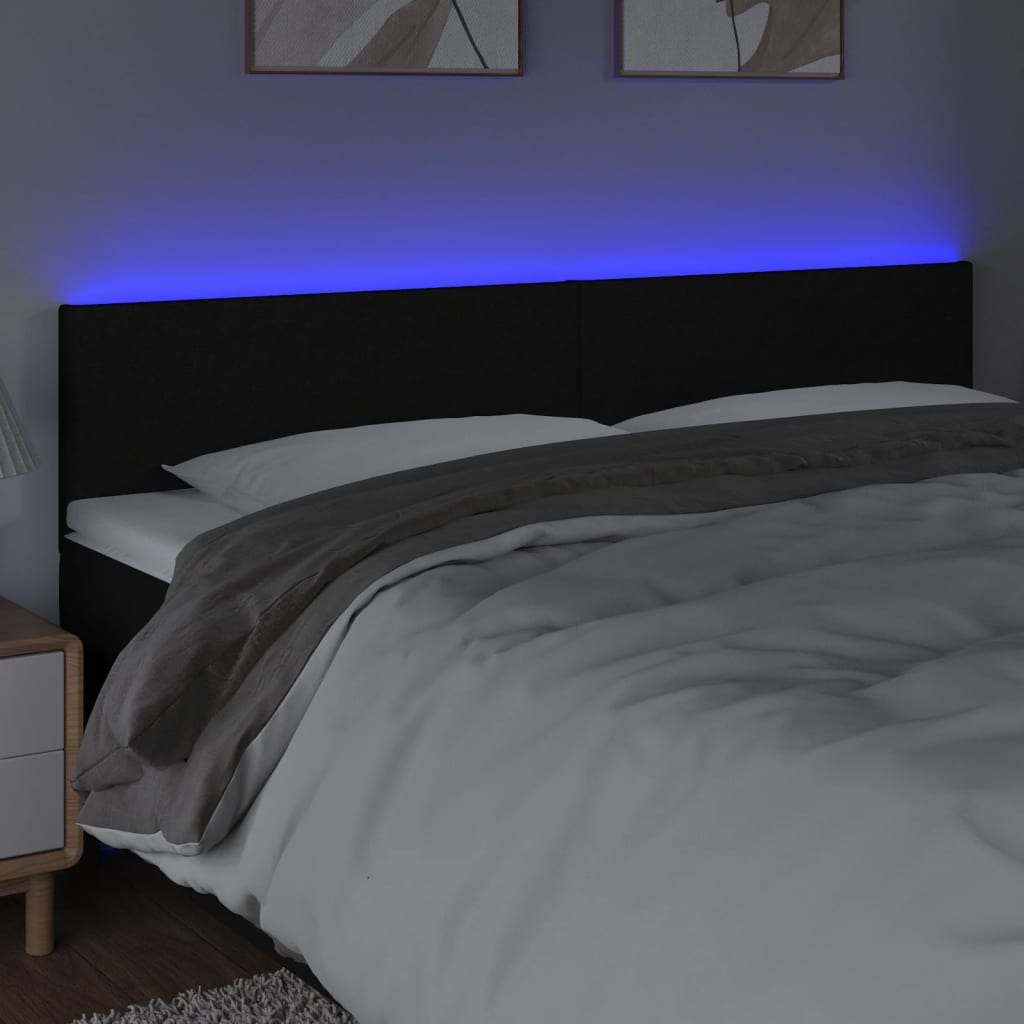 Tête de lit à LED Noir 200x5x78/88 cm Tissu - XIOS