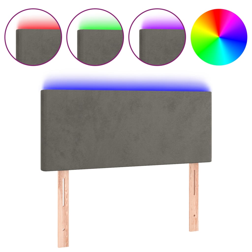 Tête de lit à LED Gris foncé 100x5x78/88 cm Velours - XIOS