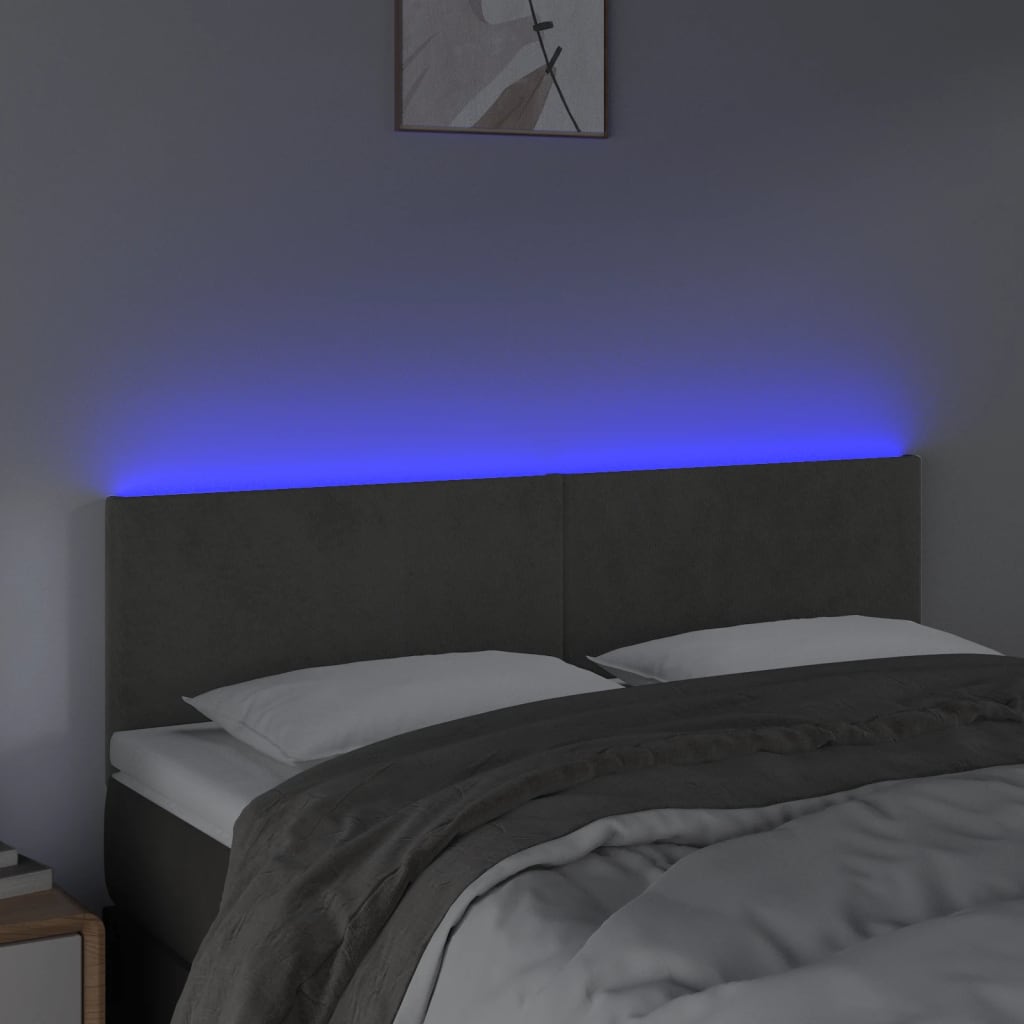 Tête de lit à LED Gris foncé 144x5x78/88 cm Velours - XIOS