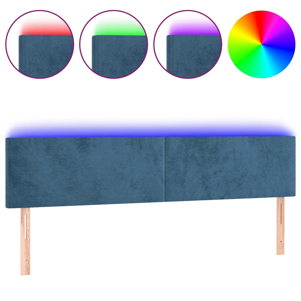 Tête de lit à LED Bleu foncé 160x5x78/88 cm Velours - XIOS