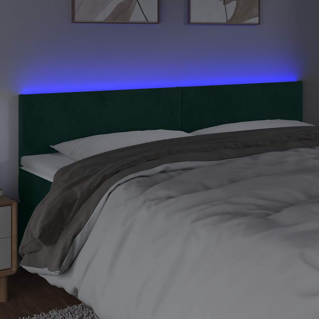Tête de lit à LED Vert foncé 180x5x78/88 cm Velours - XIOS