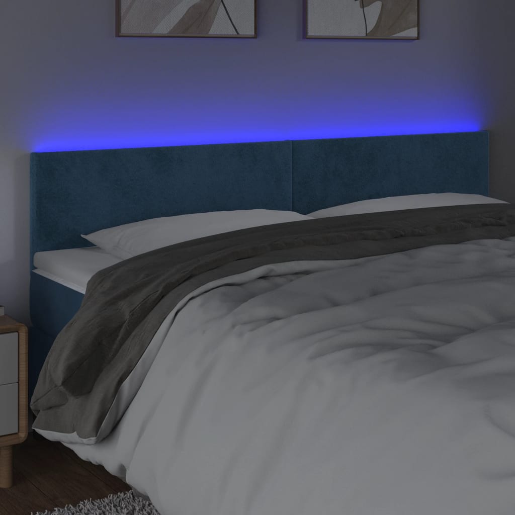 Tête de lit à LED Bleu foncé 180x5x78/88 cm Velours - XIOS