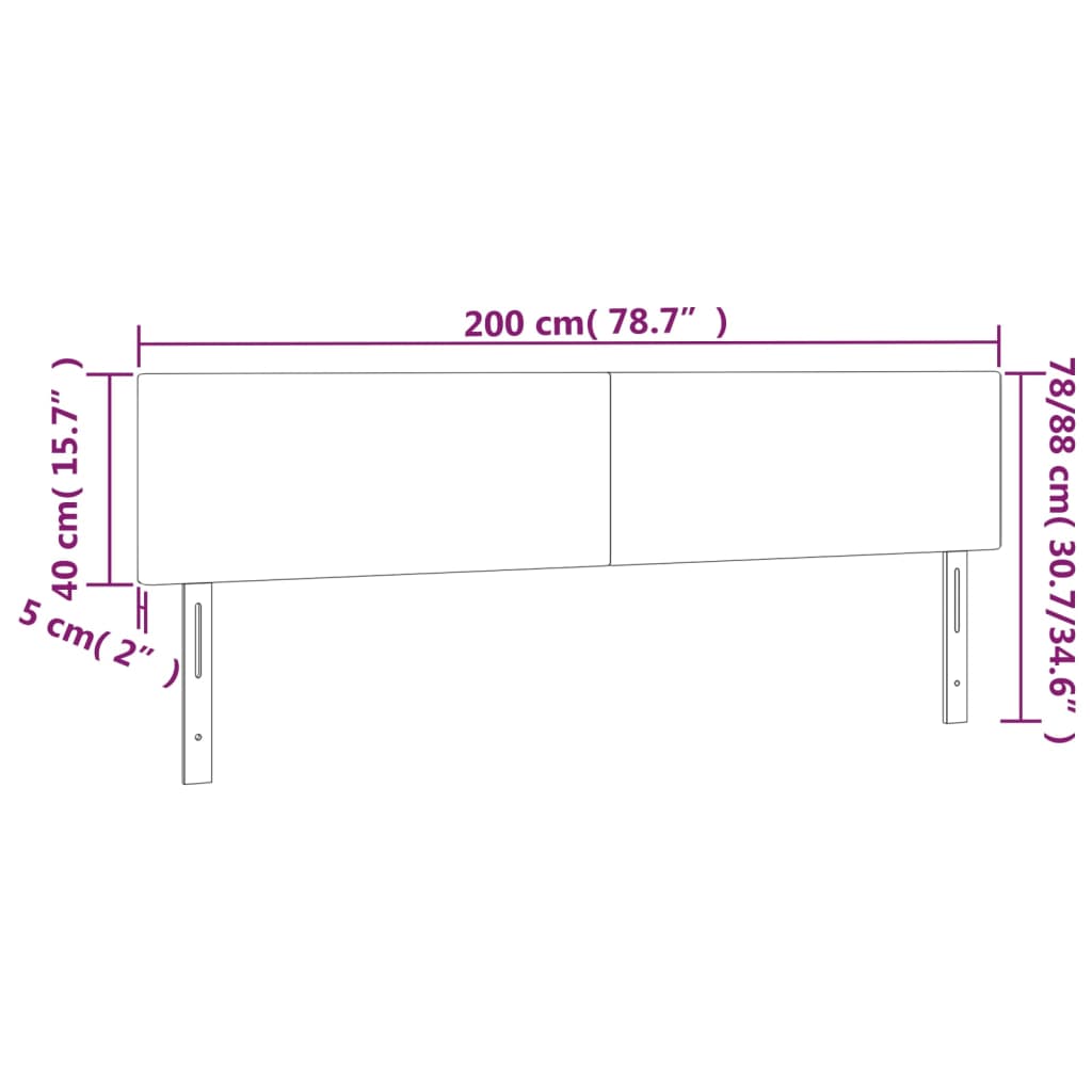 Tête de lit à LED Gris clair 200x5x78/88 cm Velours - XIOS