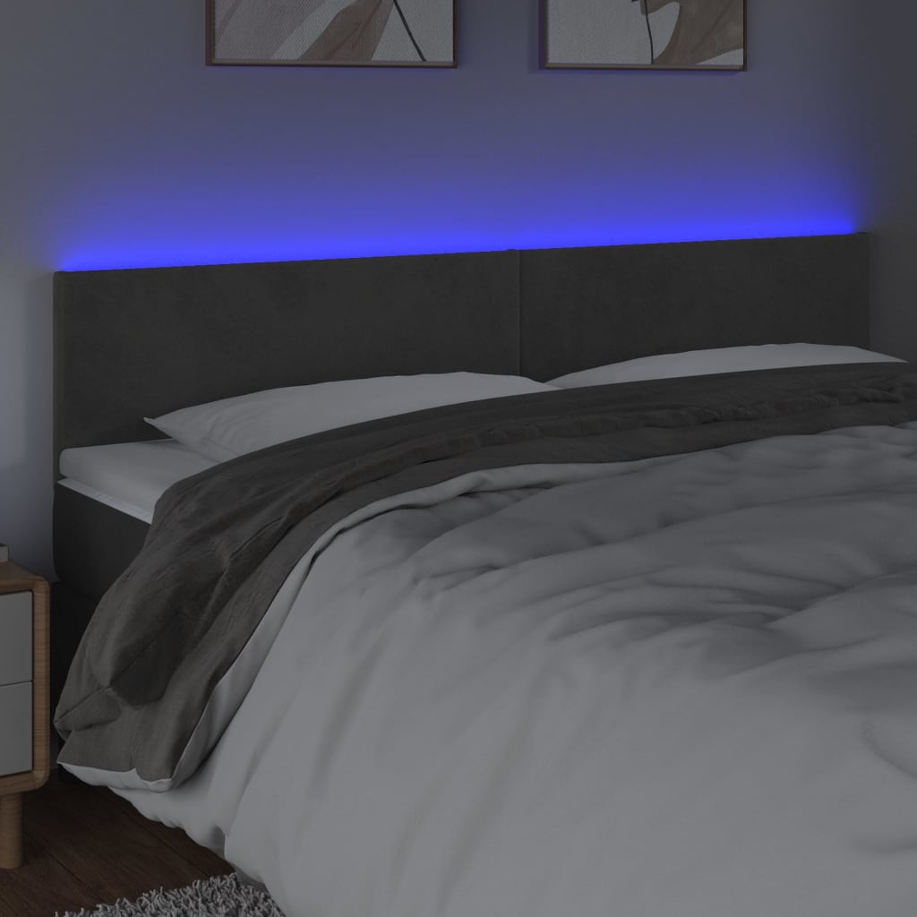 Tête de lit à LED Gris foncé 200x5x78/88 cm Velours - XIOS