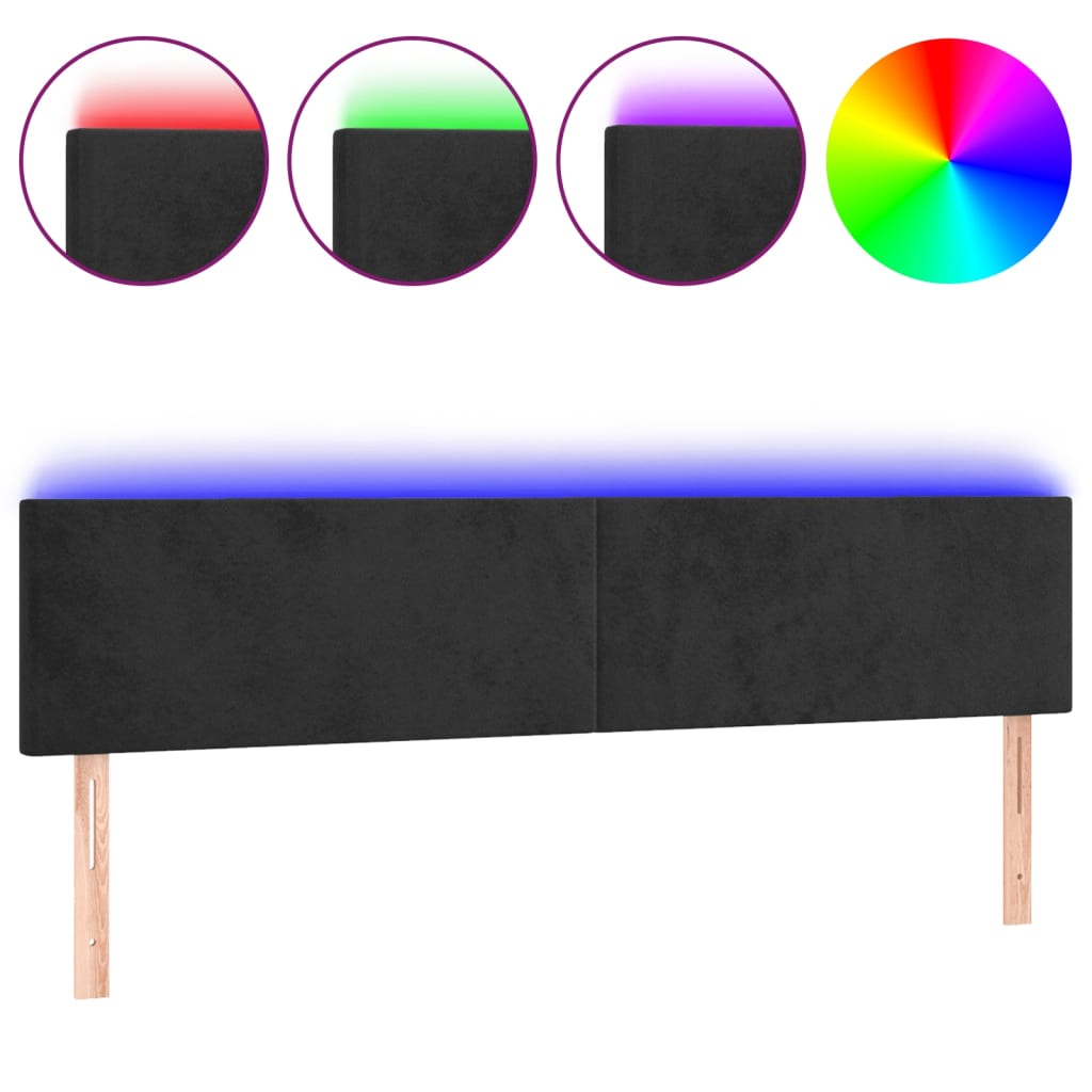 Tête de lit à LED Noir 200x5x78/88 cm Velours - XIOS
