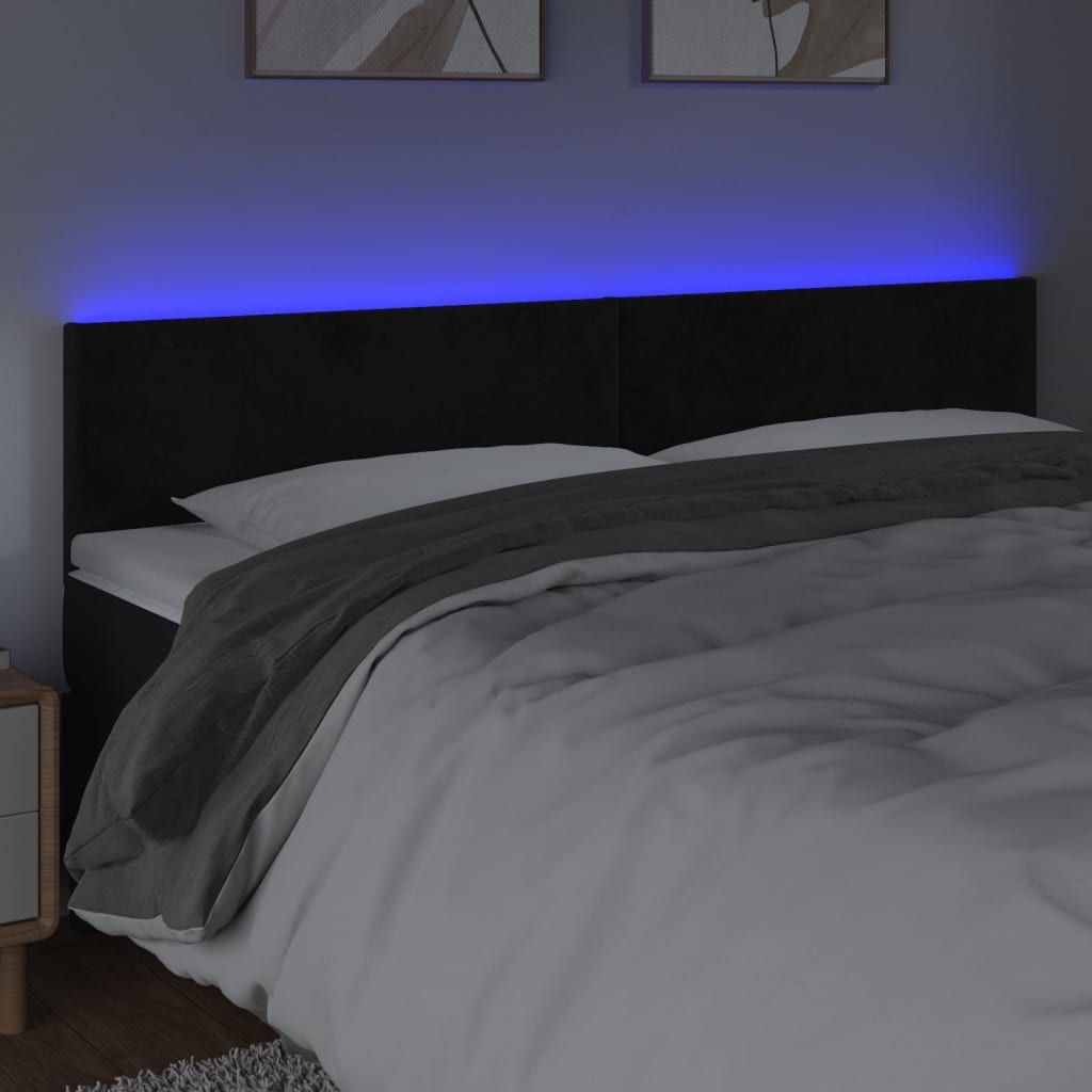 Tête de lit à LED Noir 200x5x78/88 cm Velours - XIOS