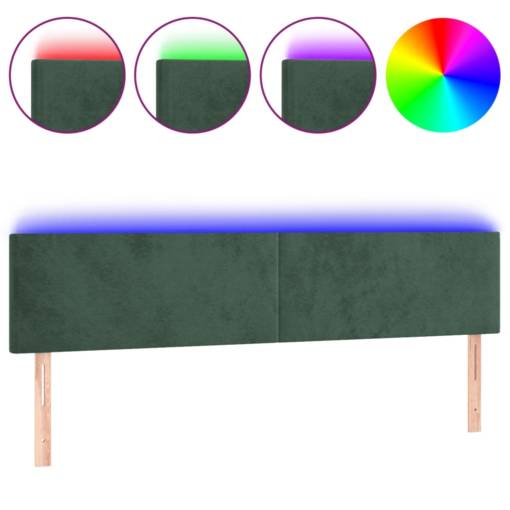 Tête de lit à LED Vert foncé 200x5x78/88 cm Velours - XIOS