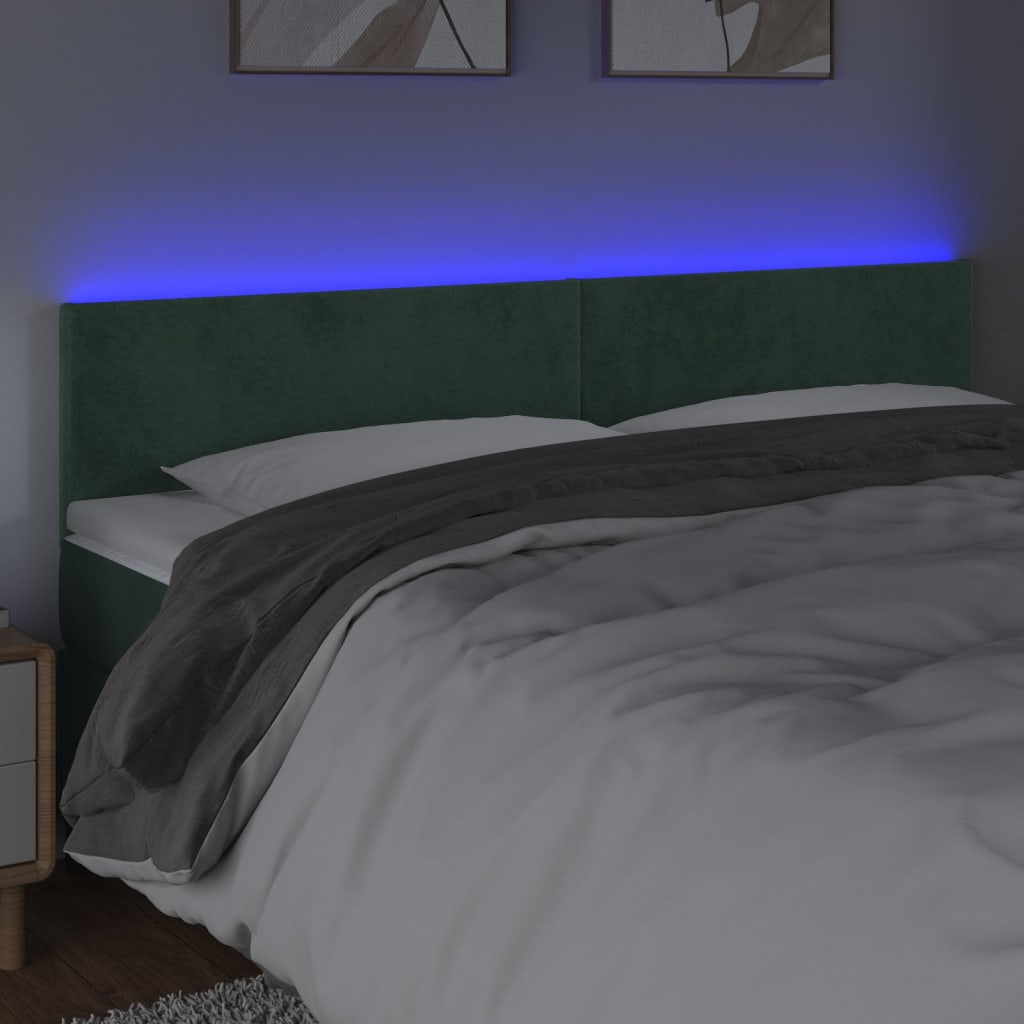 Tête de lit à LED Vert foncé 200x5x78/88 cm Velours - XIOS
