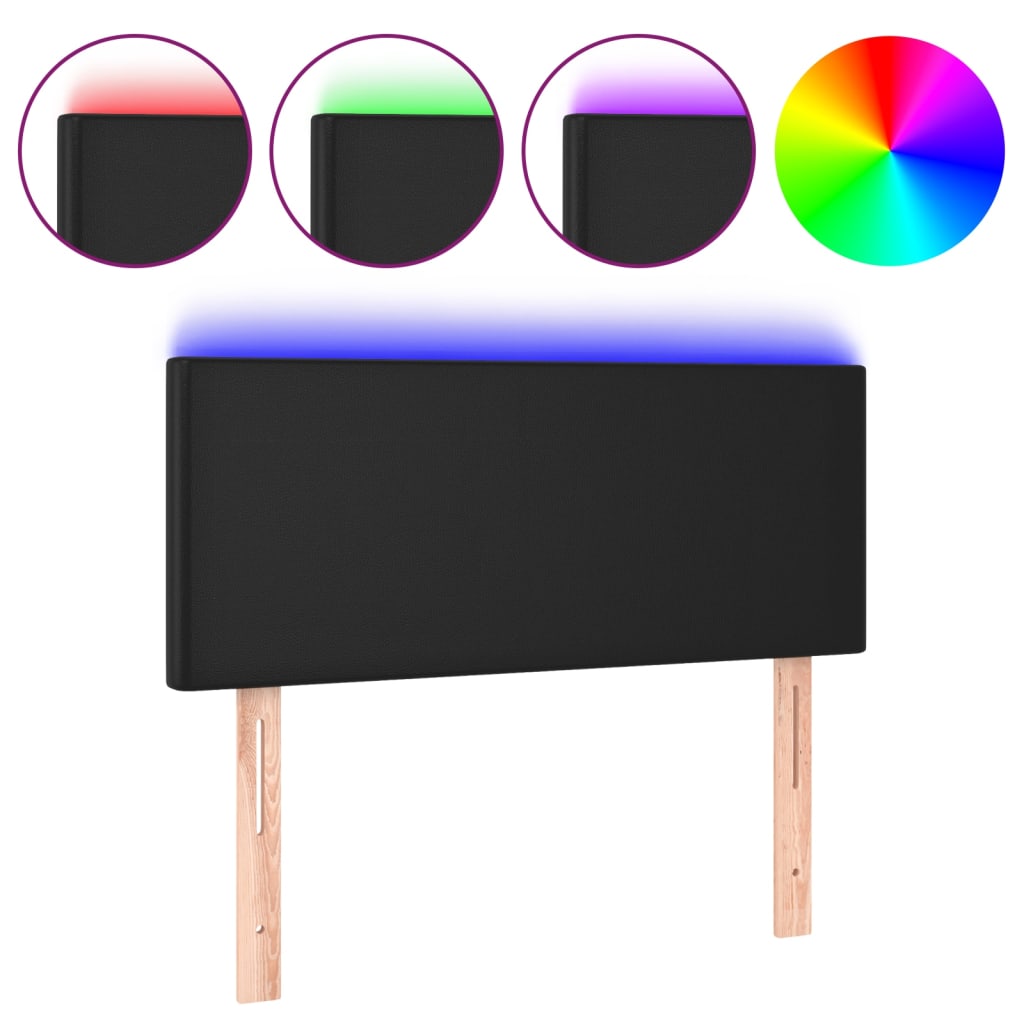 Tête de lit à LED Noir 100x5x78/88 cm Similicuir - XIOS