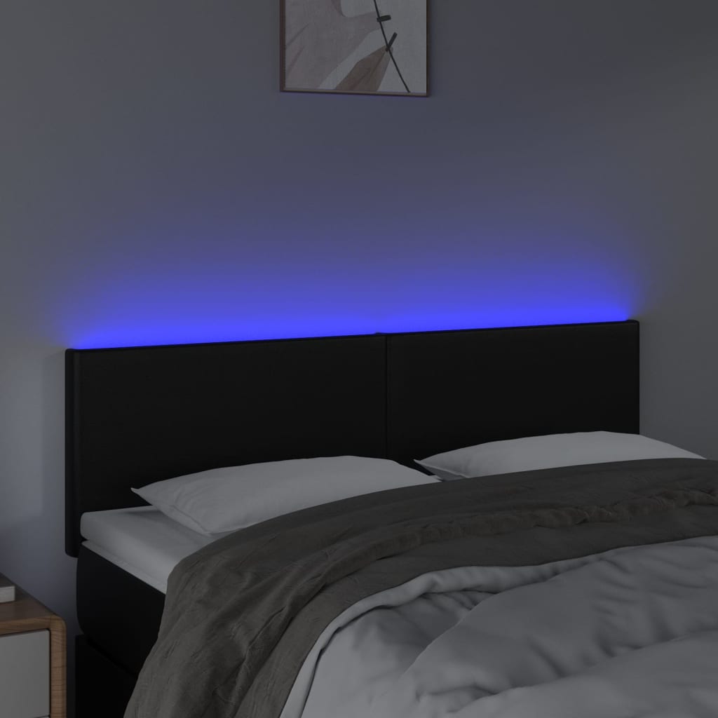 Tête de lit à LED Noir 144x5x78/88 cm Similicuir - XIOS