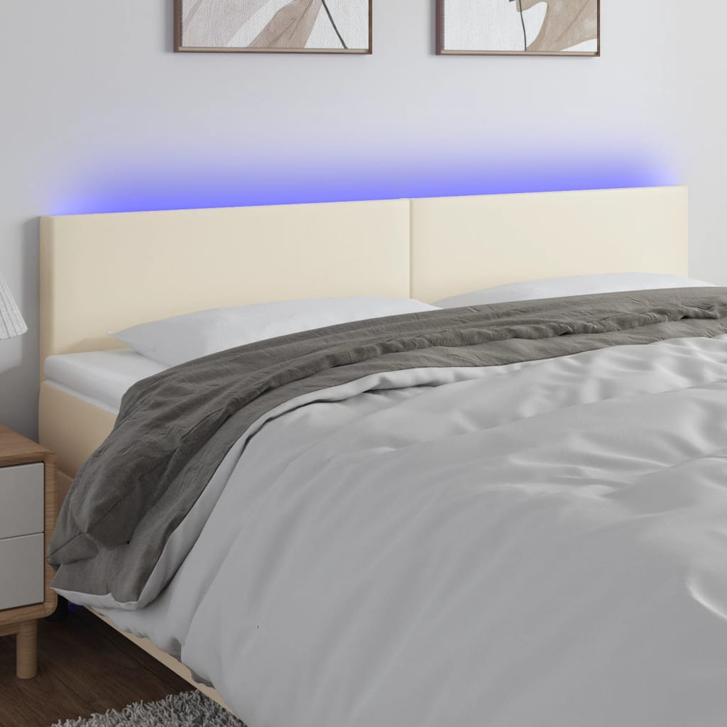 Tête de lit à LED Crème 160x5x78/88 cm Similicuir - XIOS