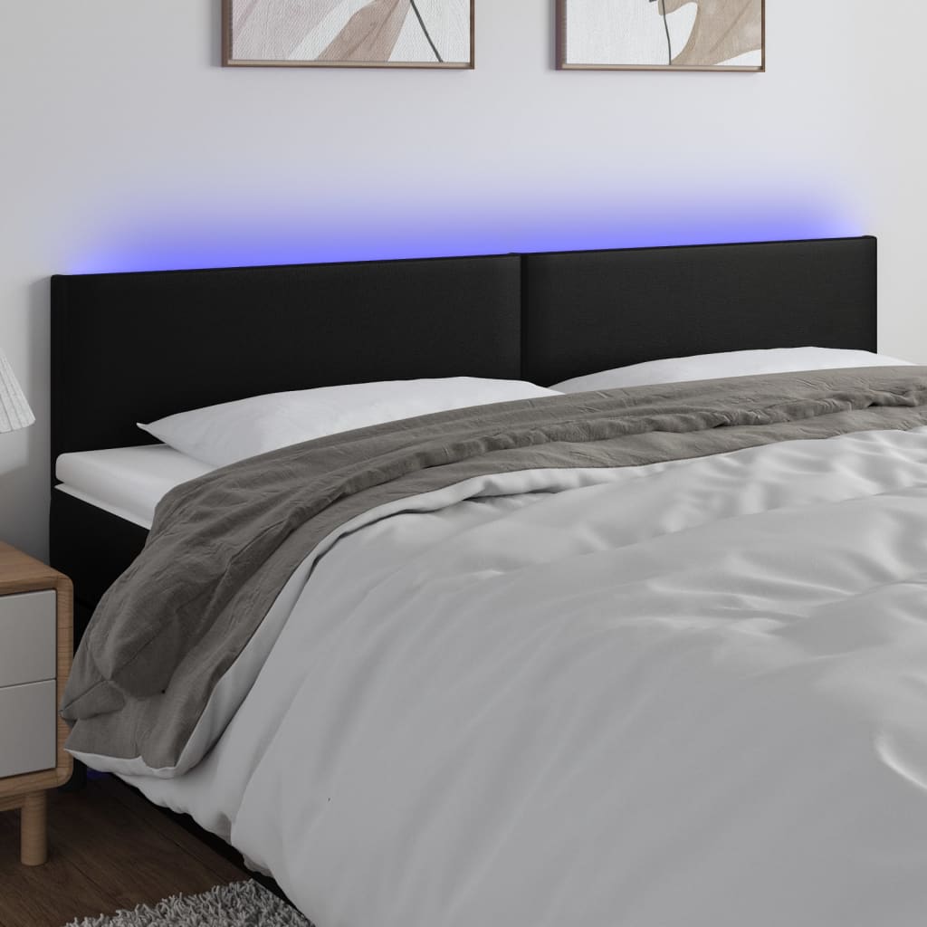 Tête de lit à LED Noir 200x5x78/88 cm Similicuir - XIOS