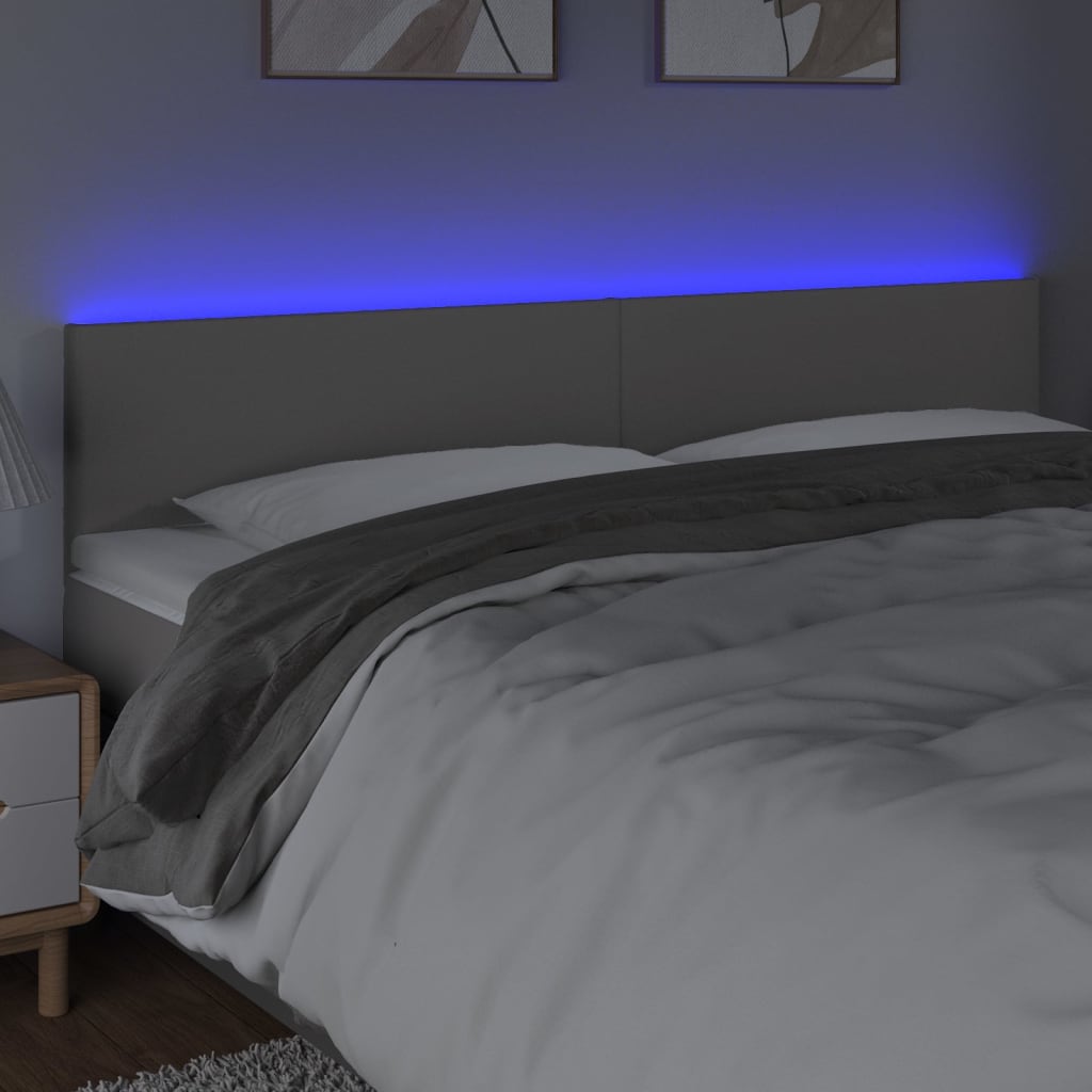 Tête de lit à LED Gris 200x5x78/88 cm Similicuir - XIOS