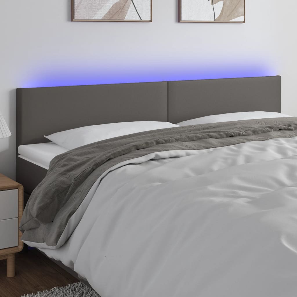 Tête de lit à LED Gris 200x5x78/88 cm Similicuir - XIOS