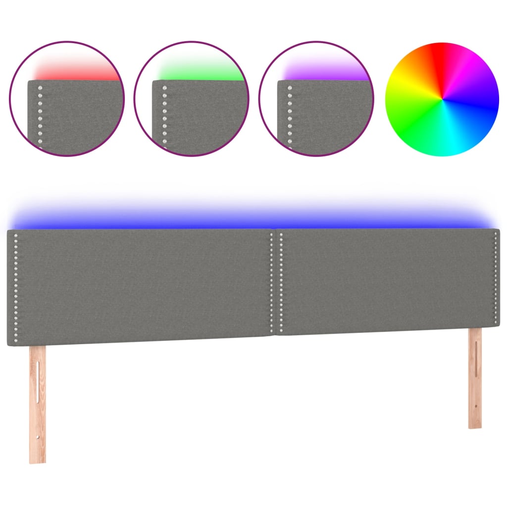 Tête de lit à LED Gris foncé 180x5x78/88 cm Tissu - XIOS
