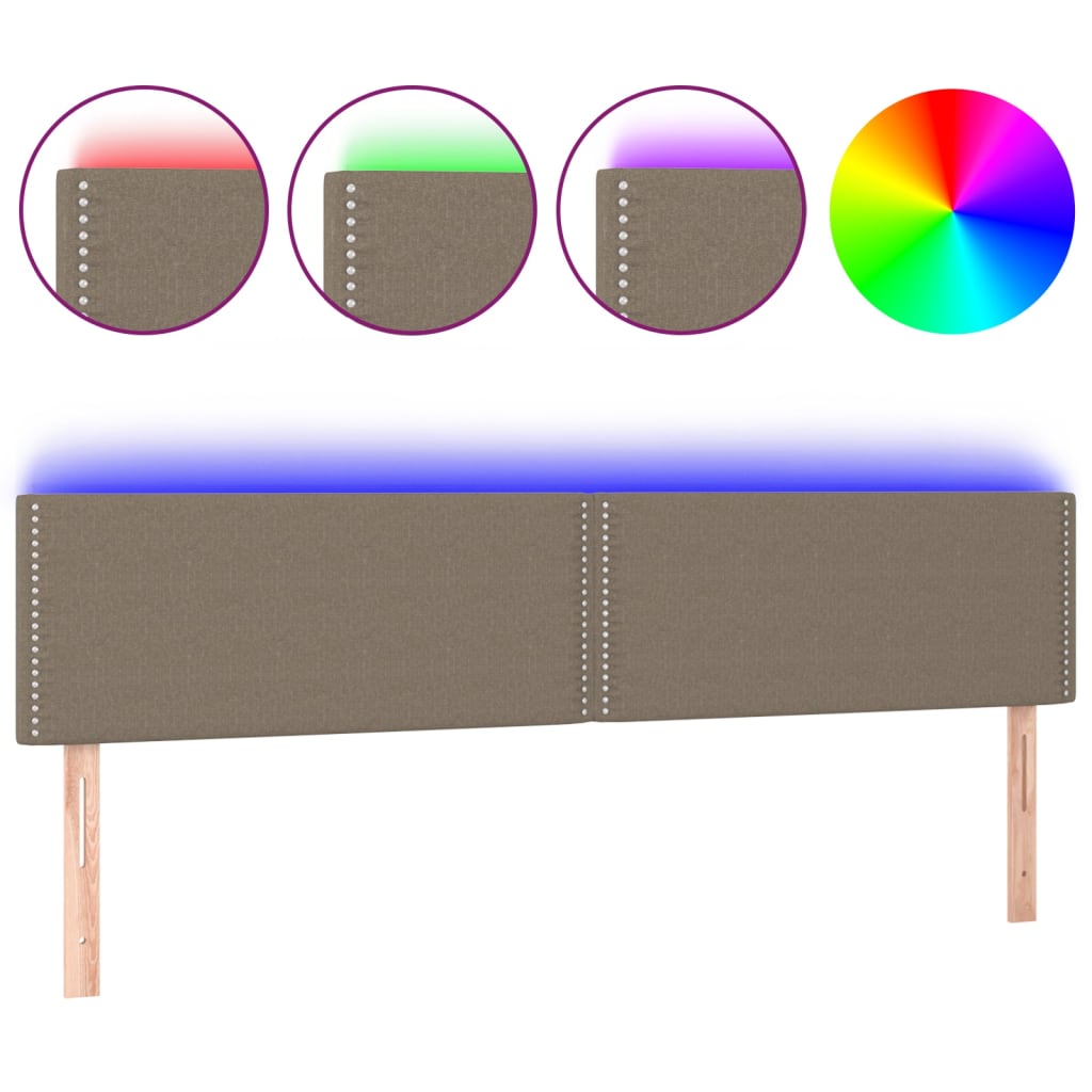 Tête de lit à LED Taupe 180x5x78/88 cm Tissu - XIOS