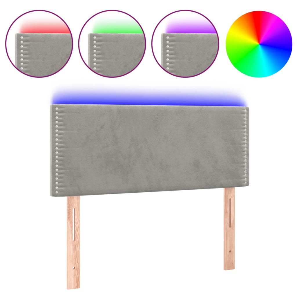 Tête de lit à LED Gris clair 90x5x78/88 cm Velours - XIOS