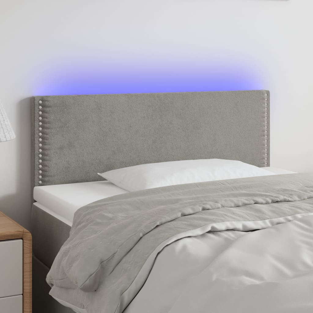 Tête de lit à LED Gris clair 90x5x78/88 cm Velours - XIOS