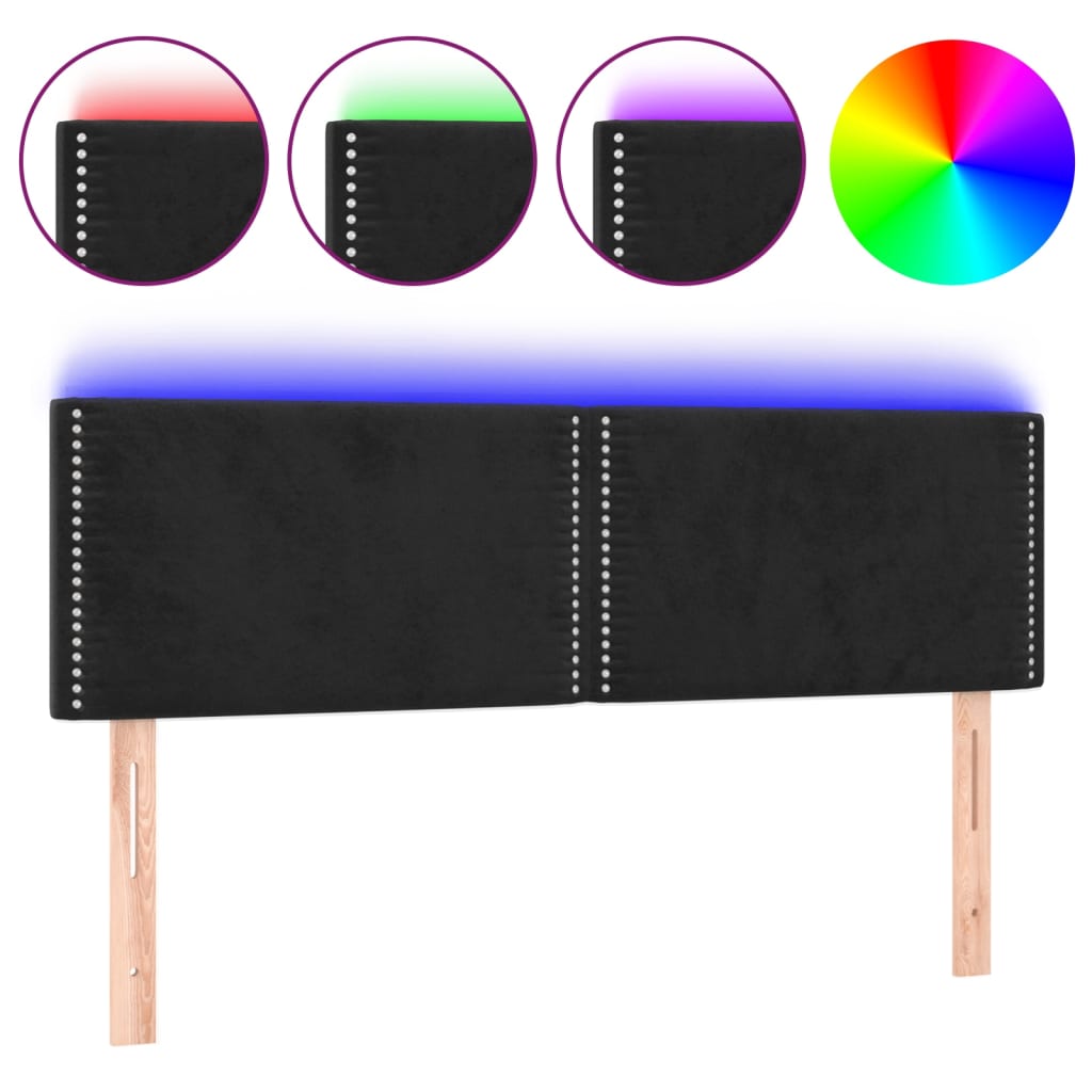 Tête de lit à LED Noir 144x5x78/88 cm Velours - XIOS