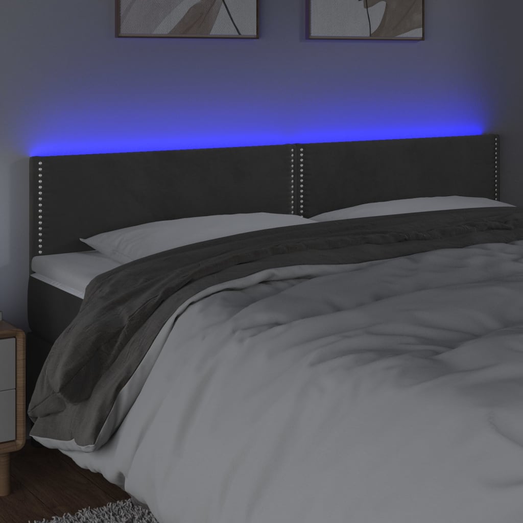 Tête de lit à LED Gris foncé 180x5x78/88 cm Velours - XIOS