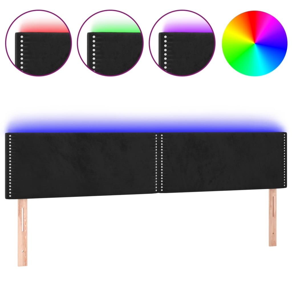 Tête de lit à LED Noir 180x5x78/88 cm Velours - XIOS