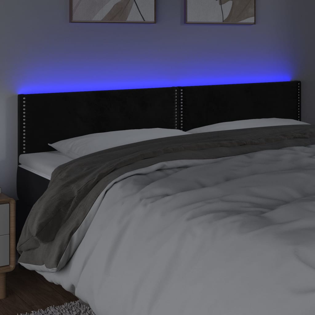 Tête de lit à LED Noir 180x5x78/88 cm Velours - XIOS