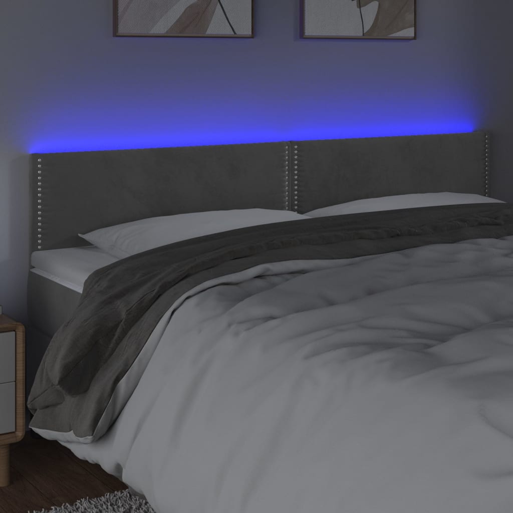 Tête de lit à LED Gris clair 200x5x78/88 cm Velours - XIOS