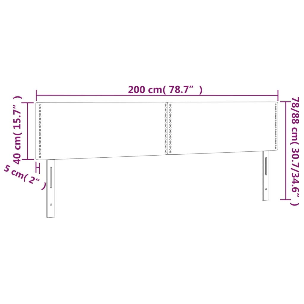 Tête de lit à LED Gris clair 200x5x78/88 cm Velours - XIOS