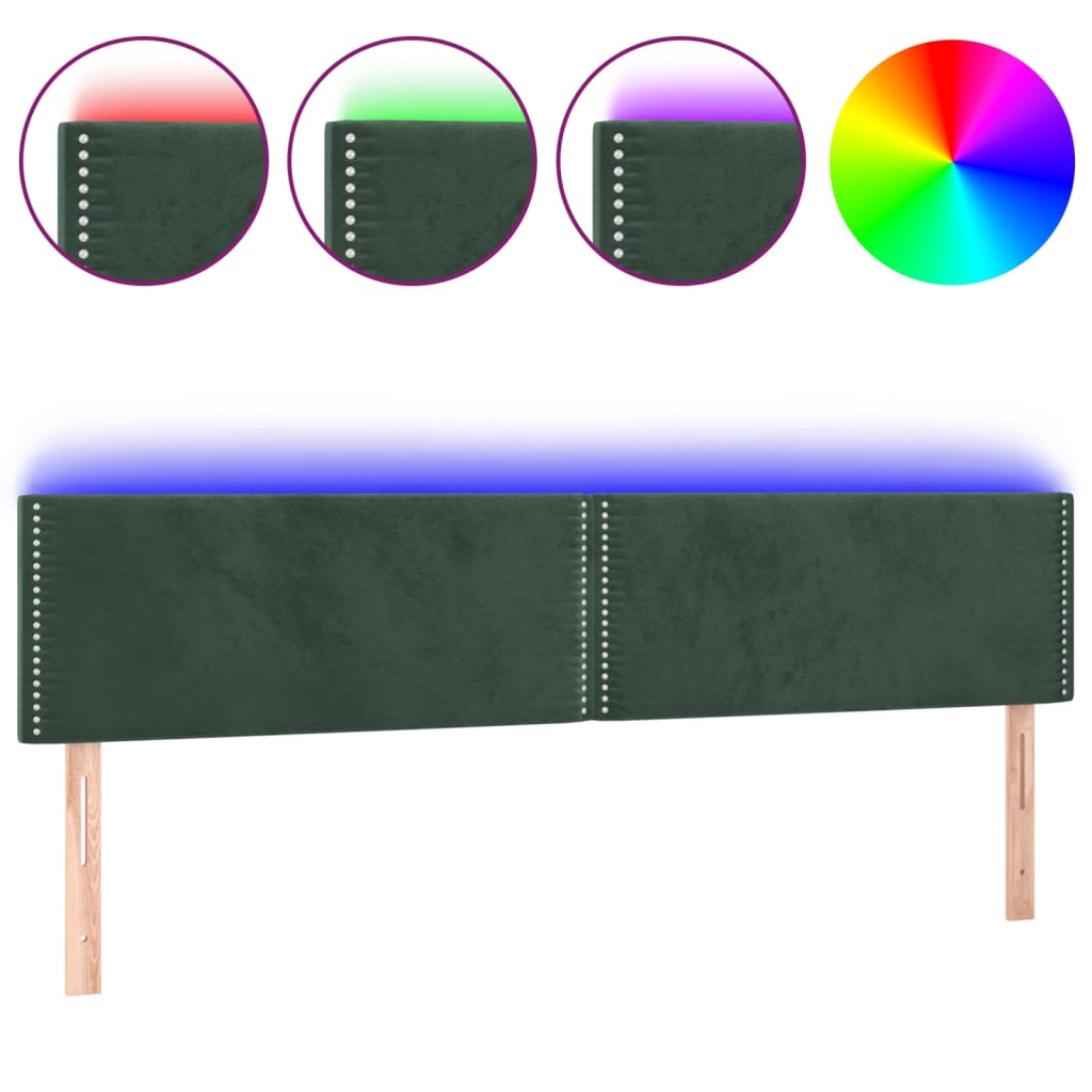 Tête de lit à LED Vert foncé 200x5x78/88 cm Velours - XIOS