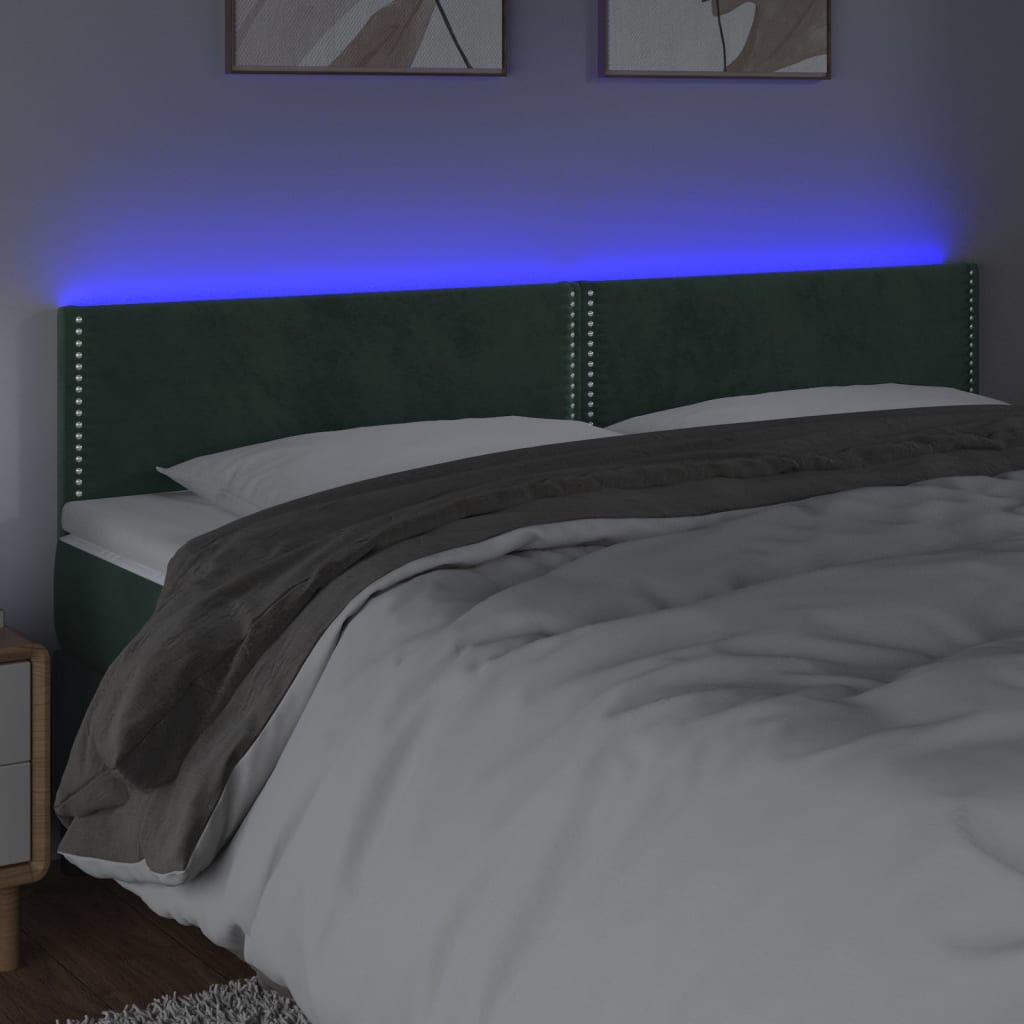 Tête de lit à LED Vert foncé 200x5x78/88 cm Velours - XIOS