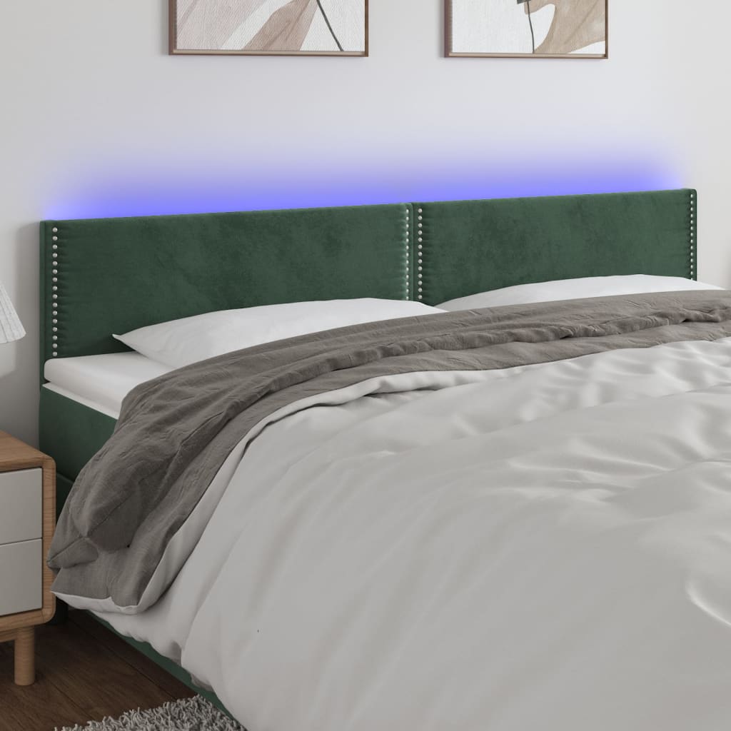 Tête de lit à LED Vert foncé 200x5x78/88 cm Velours - XIOS