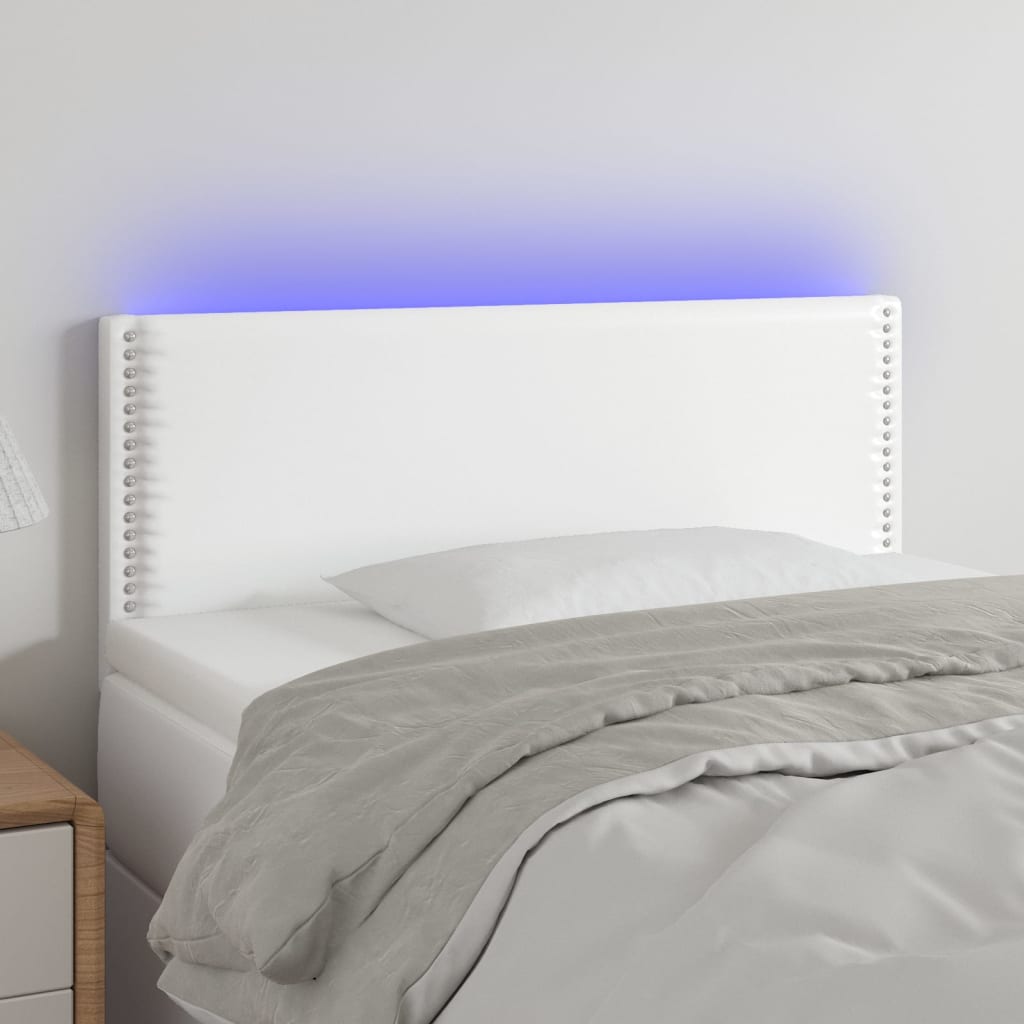 Tête de lit à LED Blanc 100x5x78/88 cm Similicuir - XIOS