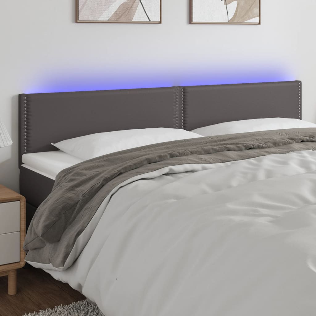 Tête de lit à LED Gris 180x5x78/88 cm Similicuir - XIOS