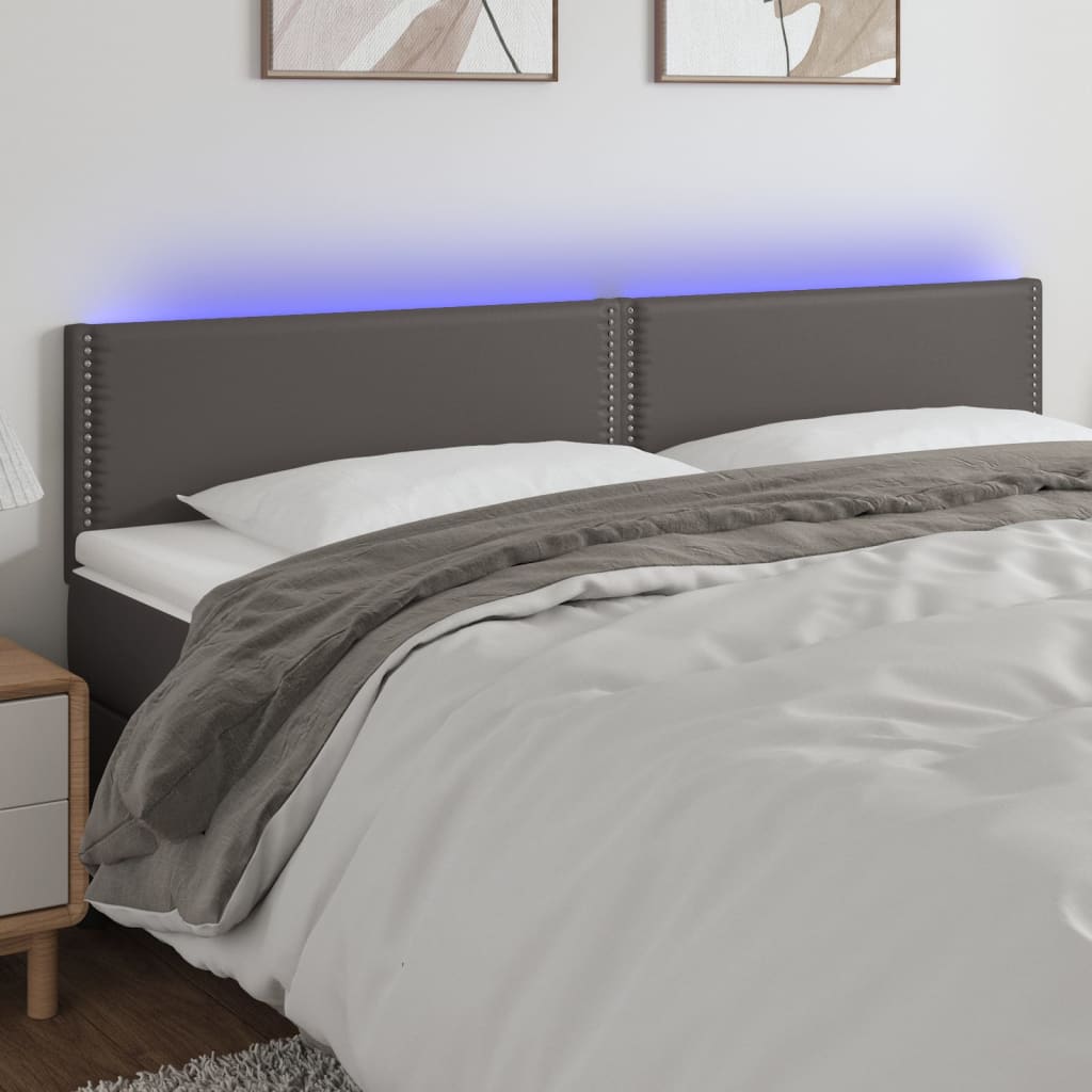 Tête de lit à LED Gris 200x5x78/88 cm Similicuir - XIOS