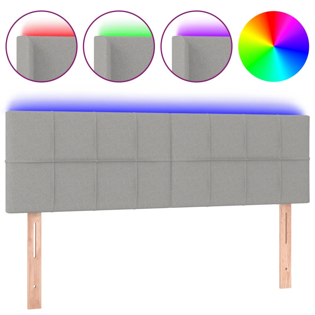 Tête de lit à LED Gris clair 144x5x78/88 cm Tissu - XIOS