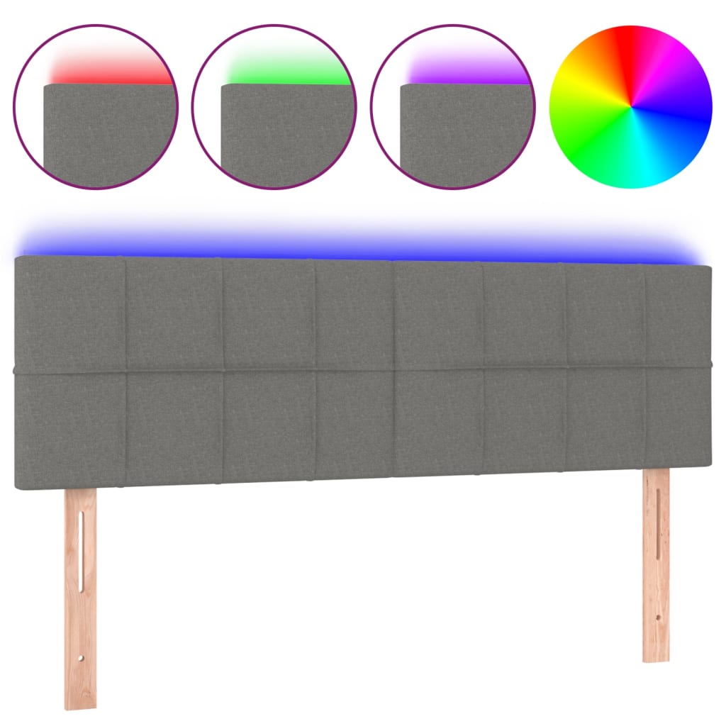 Tête de lit à LED Gris foncé 144x5x78/88 cm Tissu - XIOS